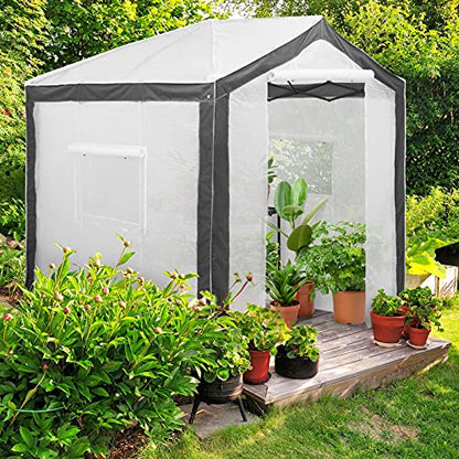 EAGLE PEAK 8x8 Walk in Pop Up Greenhouse, Gray/White - color: Gray/White, size: 8x8