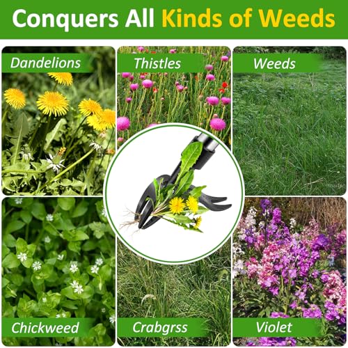 Stand Up Weed Puller Tool with 58″ Long Handle, Manual Weeder Tool