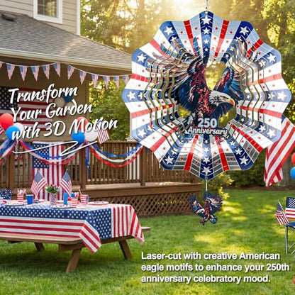 250th Anniversary American Eagle Flag 12 Inch Wind Spinner - size: American Eagle