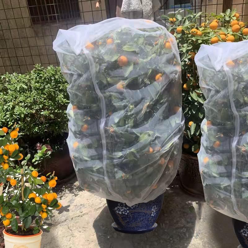 Agfabric Bird Netting 26" Hx30 W Garden Netting Insect Pest Barrier,Plant Cover Fruit Tree Netting Mesh Protection Bag with Drawstring,White - color: 1pack, size: 26"x30"