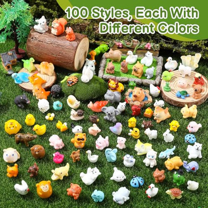 Mini Resin Animals Figures 80Pcs Tiny Resin Animals Miniature Small Animal Figures Bulk for Party Favors Dollhouse Aquarium Garden Decoration