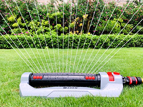 Eden 94116 Heavy Duty Metal 3-Way Oscillating Sprinkler for Large Lawn and Garden W/Quick Connect Starter Set