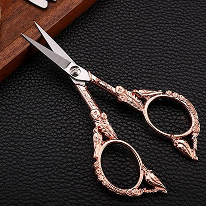 YOUGUOM Sewing Embroidery Scissors, Small Craft Shears with Cover - color: Rose Gold