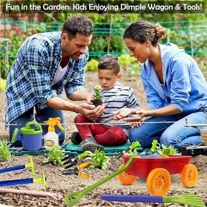 Dimple Red Garden Wagon & Tools Toy Set, 15 Pc Kids Gardening Play Set - color: Red