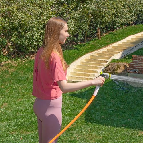 FEVONE 50 ft Hybrid Polymer Garden Hose, Heavy Duty Water Hose - color: Orange, size: 50FT