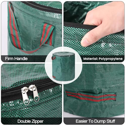 4 Pack 32 Gallons Reusable Yard Waste Bags with Lid Lawn Leaf Bags - style: 4pcs 32 gallons bags with lid