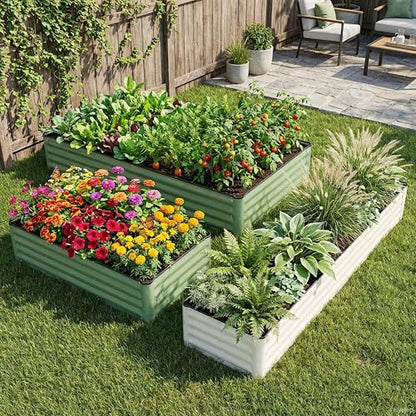 2 Pack 4x2x1 Ft Galvanized Raised Garden Bed, Green - size: 4x2x1 (Pack of 2)