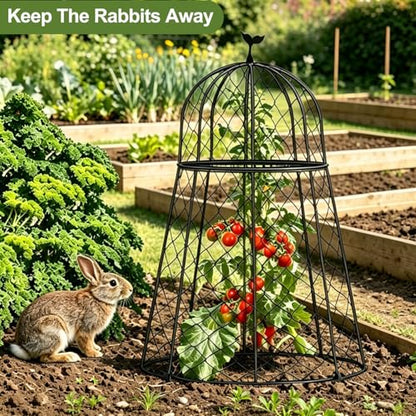 10 Packs Garden Cloches for Plants, Plant Protectors from Animals, Chicken Wire Cloche, Plant Cloche and Cage, Protection for Your Plants and Seedlings, 13" D x 20" H - Black - size: 10pcs - 20" High