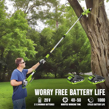 Cordless Pole Saw, 20V Electric Pole Chainsaw for Tree Trimming