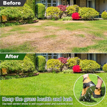 Pre-Assembled Lawn Aerator Shoes with Secure Adjustable Strap for Clay Soil