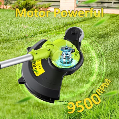 Electric String Trimmer Cordless with 2.0Ah Battery & Charger 20V Lawn Tool - color: Green