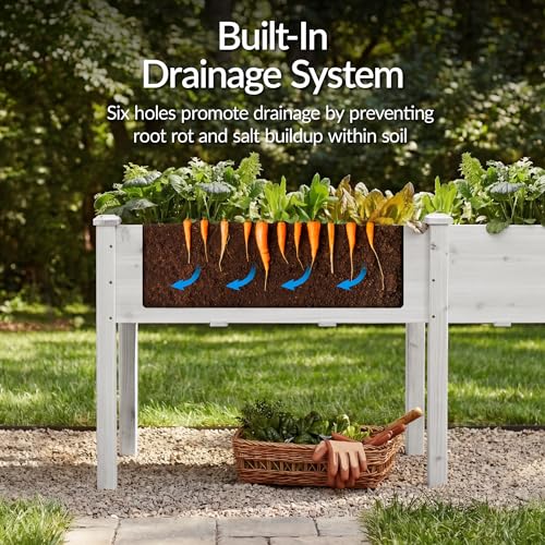 Best Choice Products 72x24x30in Raised Garden Bed, Elevated Wood Planter Box Stand for Backyard, Patio, Balcony w/Divider Panel, 6 Legs, 300lb Capacity - White - color: White, size: Standard 72" Length