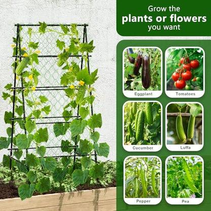AlisisFores A-Shape Garden Trellis for Climbing Plants, Black - size: 6’