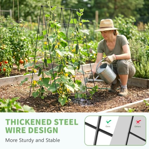 DoCred 39.4" H Cucumber Trellis, 2 Pack Foldable A Frame Garden Trellis - color: Black, size: 39.4" H (Standard)
