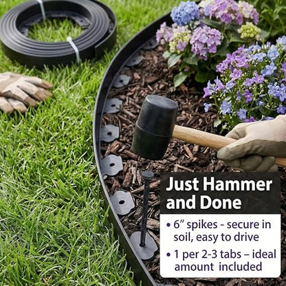 Gardzen 1.5" x33' Landscape Edging Kit with 40 Spikes - size: 33ft