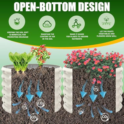 TBMLC 17" Tall, 24" Diameter Elevated Round Metal Raised Garden Bed White - color: White, size: 2FT Diameter