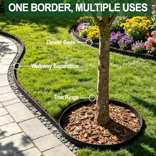 Landscape Edging Border, 2 in x 200 ft No Dig Garden Border, 300 Spikes - size: 200FT-2inch