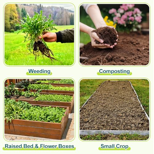 Twist Tiller, 4 Stainless Steel Tines Hand Tiller for Gardening