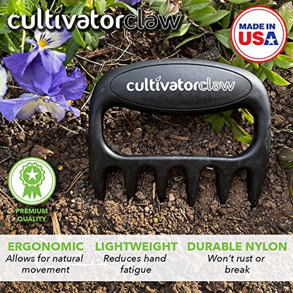 Bear Paws Cultivator Claw - Ergonomic Gardening Tools - Hand Held Garden Tool - Hand Rake - Strong Nylon Weeder - Manual Weeding, Aerating, Cultivating… - color: black