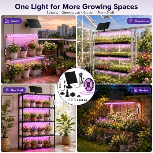 16.4FT Solar Grow Light Strip for Indoor Outdoor Plants
