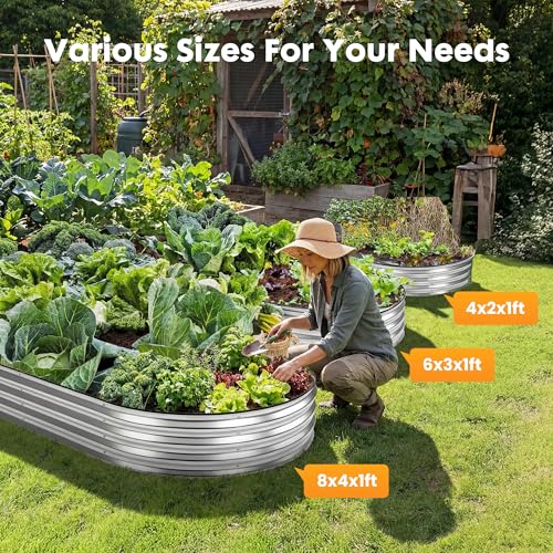 Sweetcrispy Raised Garden Bed Outdoor, 8x4x1ft 2 PCS Galvanized Planter Box - size: 8×4×1ft (2 pcs)