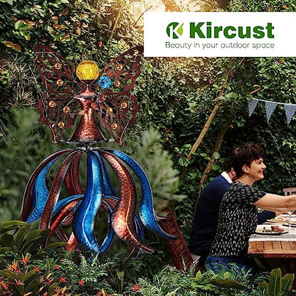 Kircust Extra-Large Tulip Solar Wind Spinner for Outdoor - size: 88.7 Inch