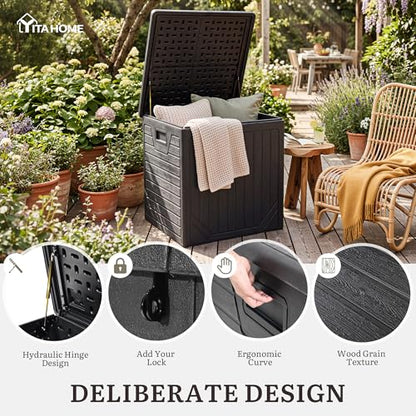 YITAHOME 150 Gallon Large Outdoor Deck Box - color: Black, size: 150 Gallon