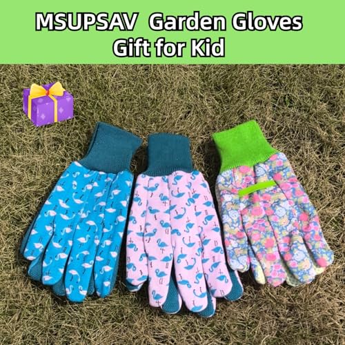 Gardening Gloves for Kids,Toddler,Children,Gift,Cute Pattern,Age3-8 - color: 3 Pairs Per Pack, size: Medium