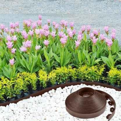 Sasylvia 2.5 Inch x 200 FT Landscape Edging, Brown Plastic Garden Border - color: Brown, size: 2.5 Inch x 200 FT