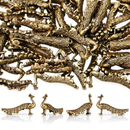 Civaner 50 Pcs Mini Brass Peacock, Small Peacock, Mini Metal Animals Statue - style: Peacock