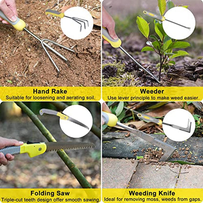 Carsolt 10Pcs Heavy Duty Stainless Steel Garden Hand Tools Set for Planting