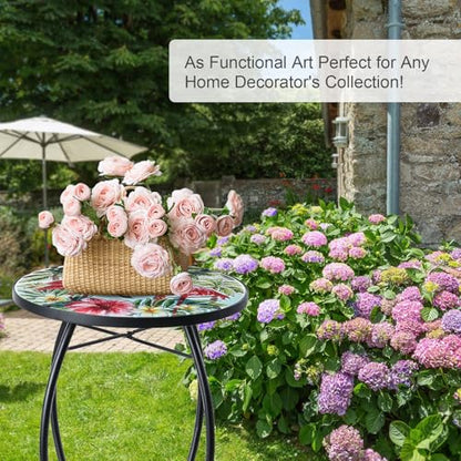 VCUTEKA Outdoor Side Table,14" Patio Accent Table Bistro Coffee End Table - color: Pink