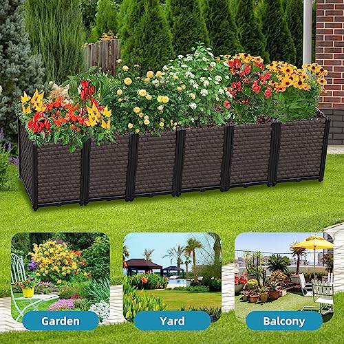 Large Planters for Outdoor Plants 20" Tall Planter Box, 94.4"L x 15.7"W - size: 94.4"(l) X 15.7"(w) X 19.7"(h)