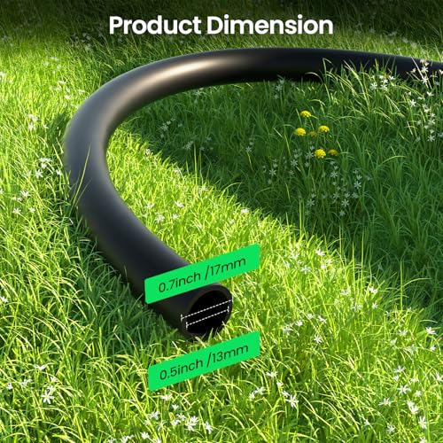 MIXC 25FT 1/2" Irrigation Tubing, 0.7" OD x 0.5" ID Hose with 2 Connectors - size: 25FT 1/2'' Main Tube