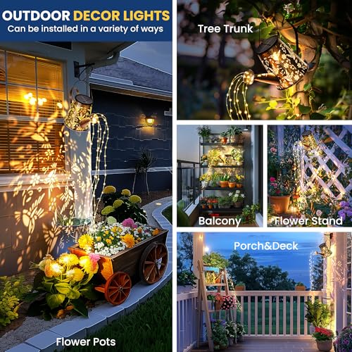 Solar Watering Can Lantern for Outside, 2 Pack Hanging Gift - size: Large - 2 Pack