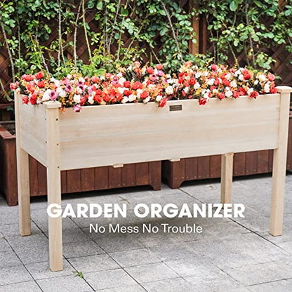 VIVOSUN Raised Garden Bed with Legs Outdoor Wood 48x24x30 Elevated Planter - size: 48 x 24 x 30 Inches (Elevated)