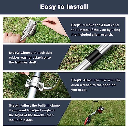 Ergonomic Trimmer Grip, String Trimmers Handle with Shoulder Strap Harness, Weed Eater Handle Extension with Bracket Clamp, Lawn Trimmer Handle Grip for Lawn Care, Landscaping, Yard Trimming Edging