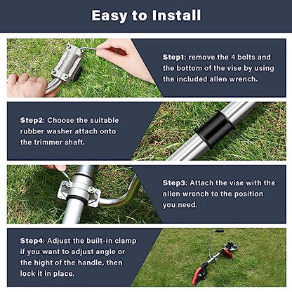 Ergonomic Trimmer Grip, String Trimmers Handle with Shoulder Strap Harness, Weed Eater Handle Extension with Bracket Clamp, Lawn Trimmer Handle Grip for Lawn Care, Landscaping, Yard Trimming Edging