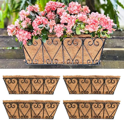 LaLaGreen Wall Planters for Plants (16 in, 4 Pack) Black Metal Flower Box - size: 16" (41cm)x4 Pack
