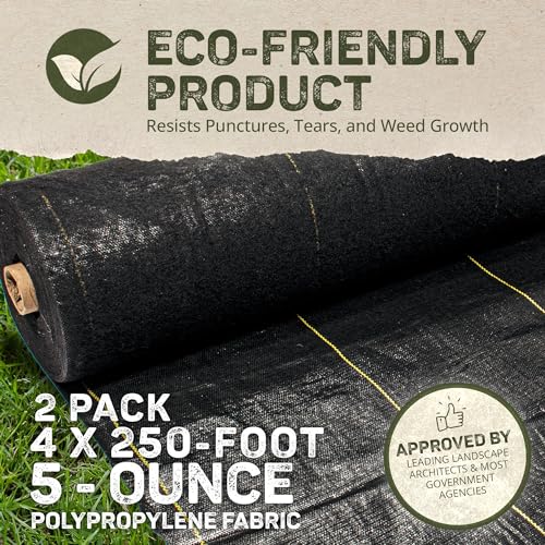 Dewitt Pro-5 Weed Barrier Fabric 5 oz, 4 x 250 Feet, 2-Pack - Heavy-Duty - size: 2 Pack, style: 4' x 250'
