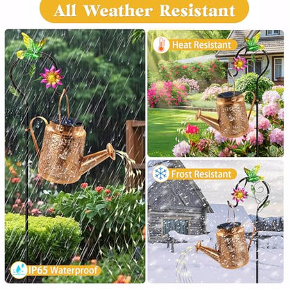 Solar Watering Can Lights, Hummingbird Hanging Lanterns, Mom Birthday Gifts - style: Hummingbird with Sunflower
