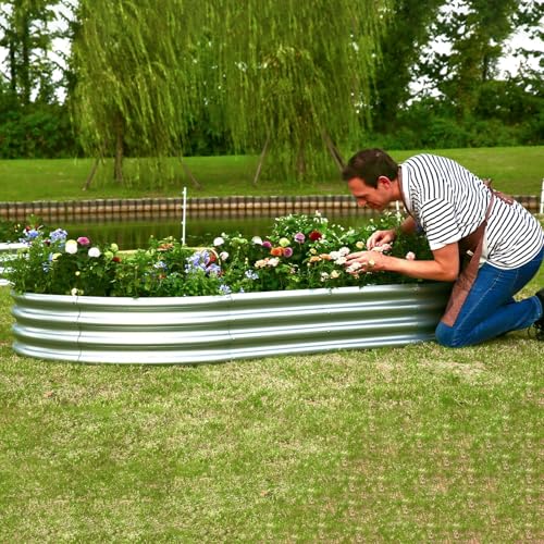 8×4×1 ft Large Galvanized Raised Garden Bed Outdoor, Easy Assembly Metal Planter Box for Gardening, Vegetables, Herbs, Flower - size: 8×4×1ft