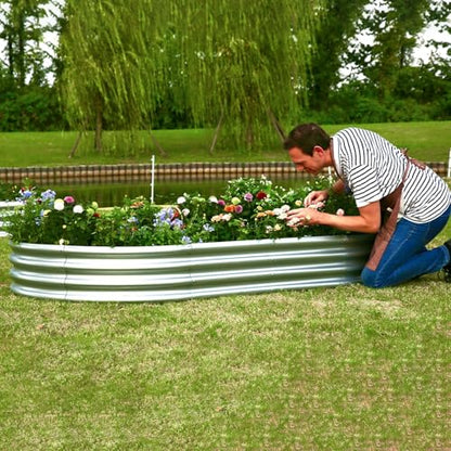 8×4×1 ft Large Galvanized Raised Garden Bed Outdoor, Easy Assembly Metal Planter Box for Gardening, Vegetables, Herbs, Flower - size: 8×4×1ft