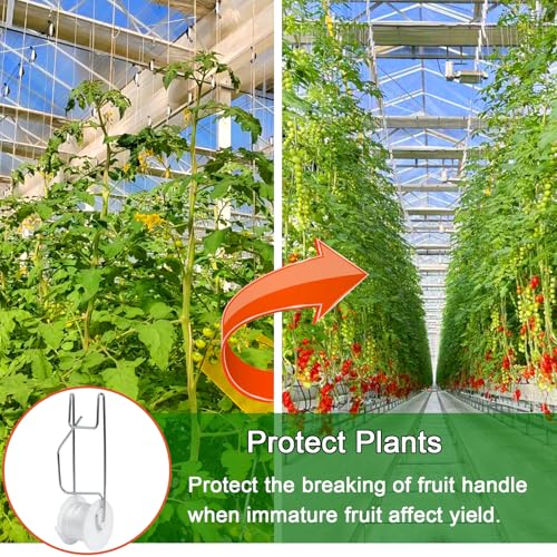 Tomato Support Hooks with String 20 Pcs,100 Pcs Plant Support Clips for Climbing Plants,Tomato Trellis Roller Hooks with 49.2FT String,Reusable Grape Vine Clips to Prevent Tomatoes - size: 20Pcs Tomato Rollerhook+100 Pcs Plastic Plant Clip
