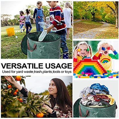 4 Pack 32 Gallons Reusable Yard Waste Bags with Lid Lawn Leaf Bags - style: 4pcs 32 gallons bags with lid