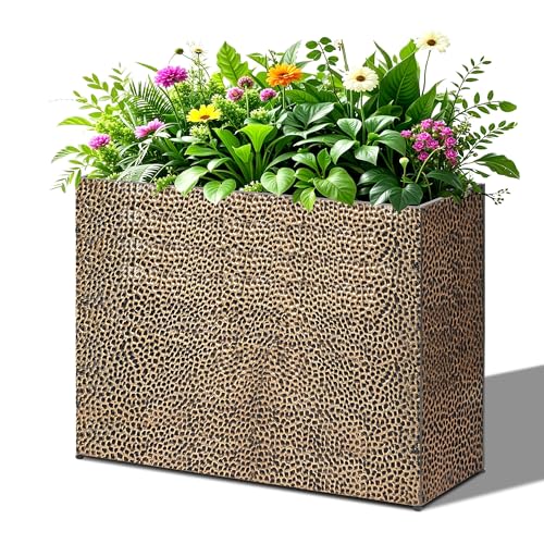 BAYN Large Rectangular Metal Garden Block Planter Box 32x12x24 Inch - color: Copper