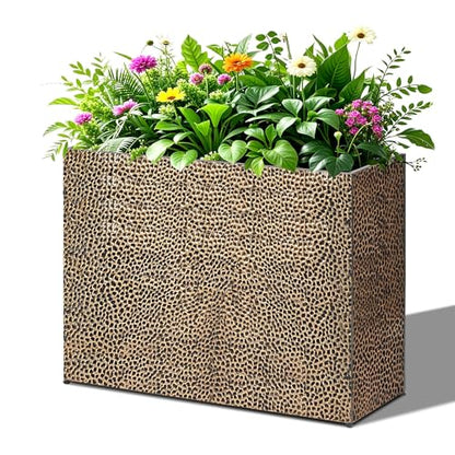 BAYN Large Rectangular Metal Garden Block Planter Box 32x12x24 Inch - color: Copper