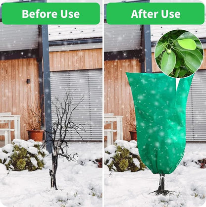 BADASS SHARKS Winter Plant Covers Protection Bag Non-Woven Shrub Against Cold Protecting Bags for Outdoor Garden Yard Plants Frost Pouches Tree Covers with Zipper Drawstring (23.6 * 31.5in-2PCS) - size: 23.6*31.5in-2PCS
