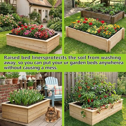 3 Sets 4 x 2 x 1 ft Thick Raised Garden Bed Liner Bags, Breathable