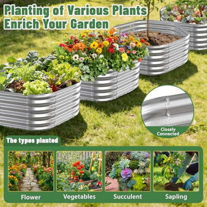 48" Diagonal,17" Tall Steel Hexagon Raised Garden Bed/ Planter Box Silver - color: Silver, size: 4FT X 1.5FT